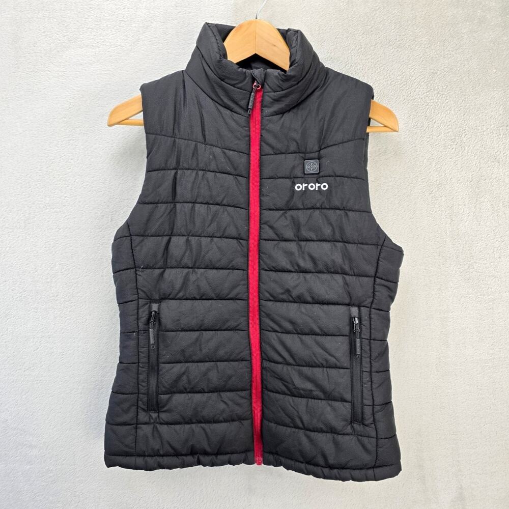 Ororo Heated Vest Womens Small Black Quilted Full Zip Puffer Nylon NO BATTERY